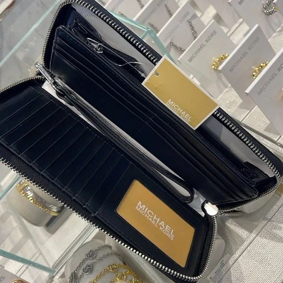 Michael Kors Jet Set Travel Metallic Crocodile Embossed Leather Continental Wall - Picture 15 of 16